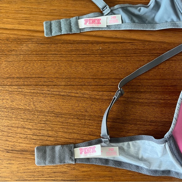 PINK Victoria Secret TWO Grey Push-Up Bras - Picture 2 of 4